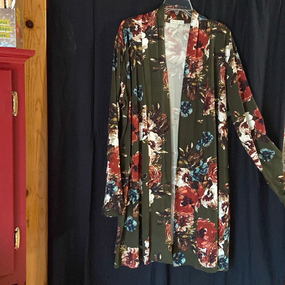 Reb & J open-front tunic-length kimono, Size 2X,
